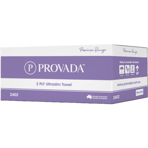 Provada 2ply Ultraslim Towel 2400 Carton Virgin (2402) 16 Packs