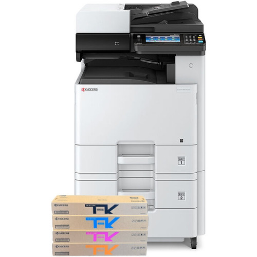 Kyocera ECOSYS M8130CIDN A3 Multi-Function Colour Laser Printer White with PF-470 Paper Feeder Tray (500 Sheet Capacity) Bonus Set of Free Toners