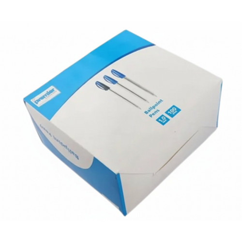 Premier Ballpoint Pens Blue with Smooth Writing & Great Value – Box of 100