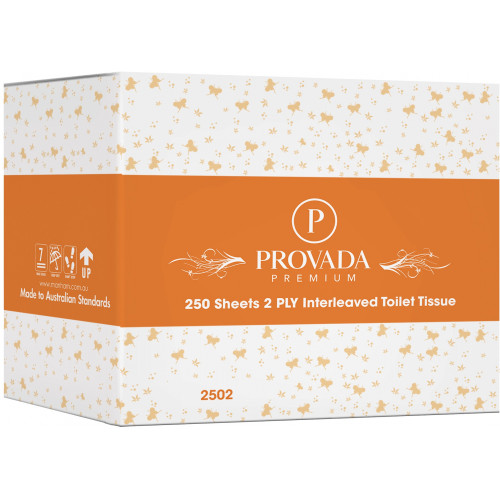 2ply 250 Sheet Interleave Toilet Tissue 36 packs per carton