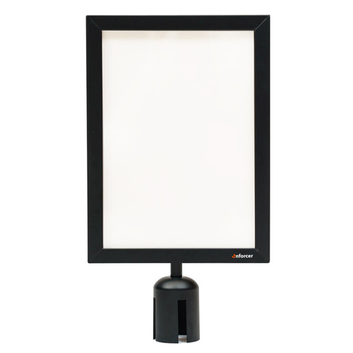 Powder Coated Black A3 Sign Frame Portrait Fits Retractable Belt Barrier Bollard