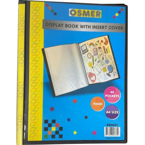 DISPLAY BOOK FIXED 40 POCKET - A4 - WITH INSERT COVER & SPINE - BLUE