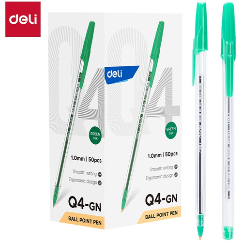 Deli Ballpoint Pen Medium 1.0mm Green (Each)