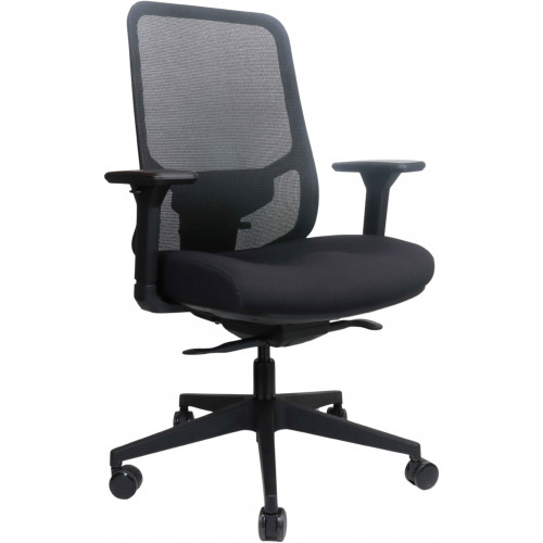Parker Mesh Task Chair with Arms Rated Up to 135 Kg - Black with Black Frame, with Seat slide Each