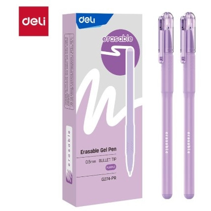 Deli Erasable Gel Pen 0.5mm Purple