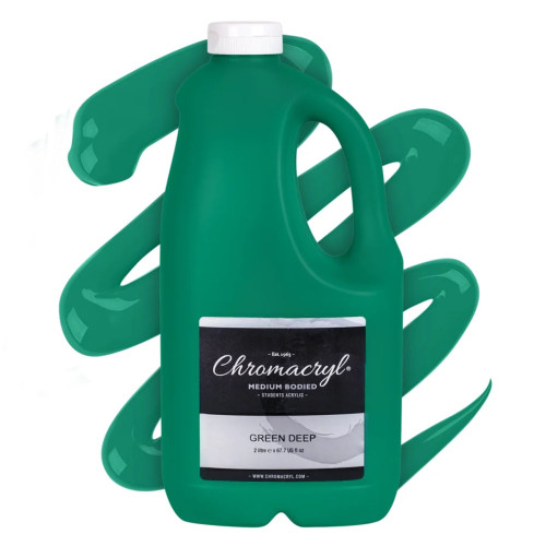 Chromacryl Acrylic Paint 2L Bottles - Green Deep, Each