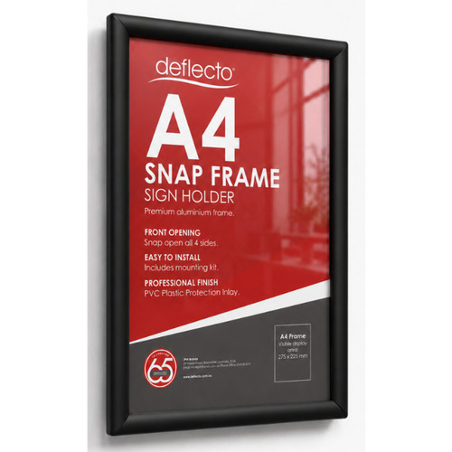 DEFLECTO PREMIUM SNAP FRAME BLACK A4 25MM