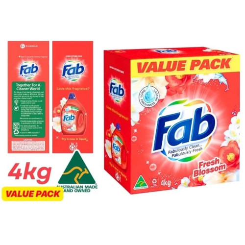 Fab Fresh Blossom Laundry Detergent Washing Powder 4Kg, Each