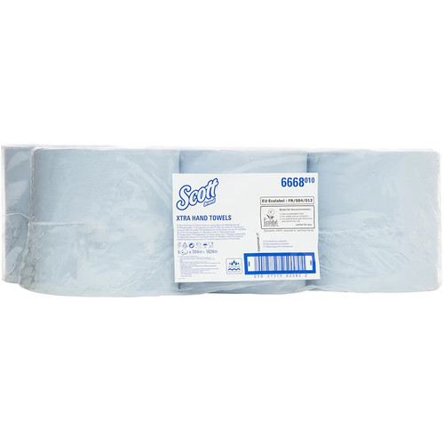 SCOTT CONTROL 6668 Hard Roll Hand Towel, Blue 1 Ply, 305m Roll, Carton of 6 Rolls