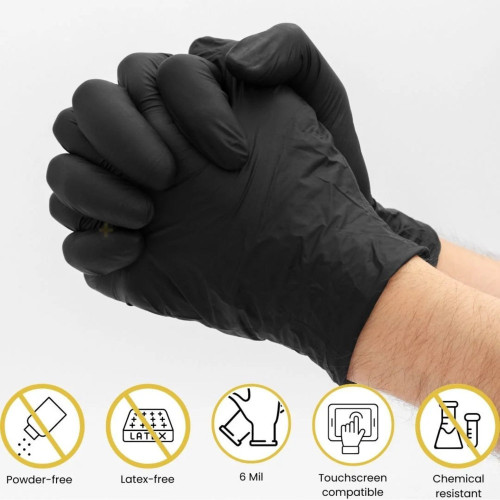 Shield Right Black Nitrile XtraGuard Disposable Gloves Heavy Duty - Small, Box of 100