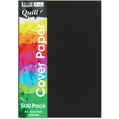 Quill FSC Cover Paper 120gsm A4 Assorted Pack of 500