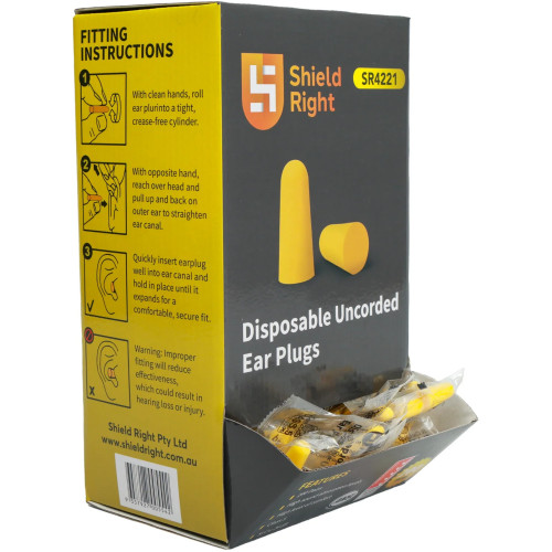 Shield Right Class 5 26dB Disposable Earplugs Uncorded Box of 200