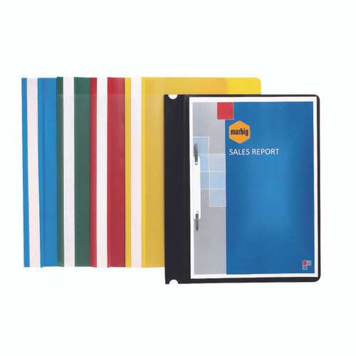MARBIG A4 STANDARD PP FLAT FILES (CLEAR FRONT) Black