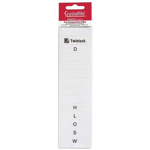 CRYSTALFILE INDICATOR TAB INSERTS A-Z White Pk52