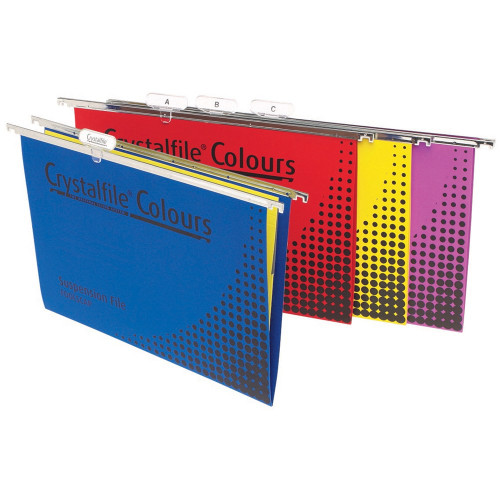 CRYSTALFILE COLOURS SUSP FILES Enviro Foolscap Complete Rainbow, Pk25