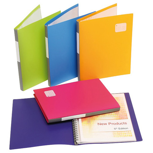 MARBIG REFILLABLE DISPLAY BOOK Pro Series A4, 20 Pocket Assorted Pack of 12