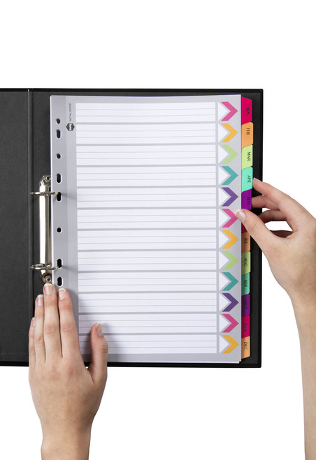MARBIG FLUORO TAB DIVIDERS A4 Jan-Dec