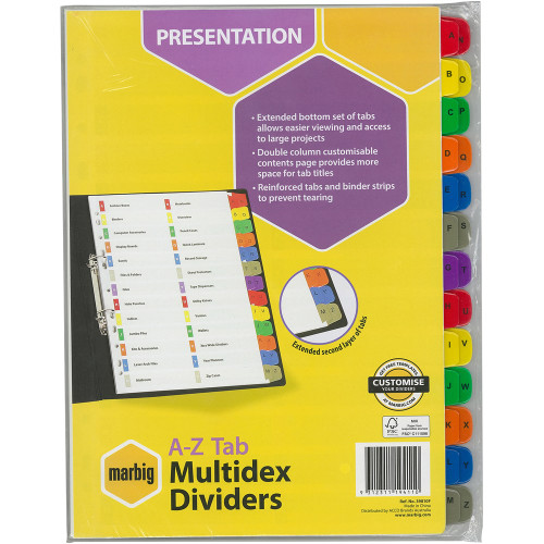 MARBIG DIVIDERS A-ZTAB MANILLA A4