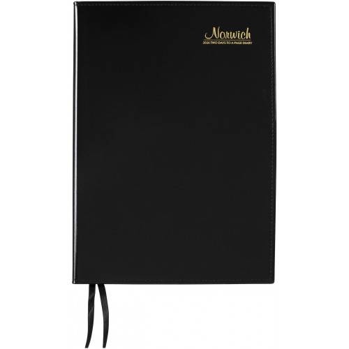 NORWICH SPIRAL DIARY A4 2 Day To Page, 1 Hour, Black (Pre-Order Now for 2027) ** ETA 2/11/2026 **