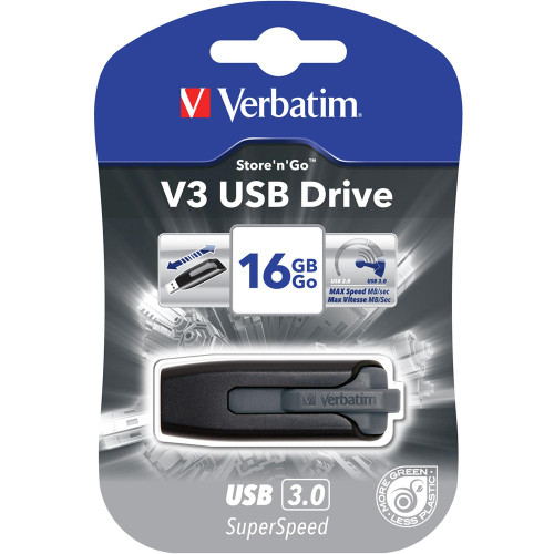 VERBATIM STORE N GO DRIVE USB V3 Flash / USB Drive 16gb Grey