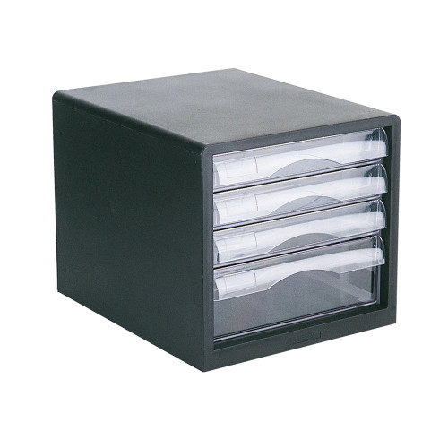 ESSELTE FILING DRAWERS 4 Clear Drawers Black Shell 49774