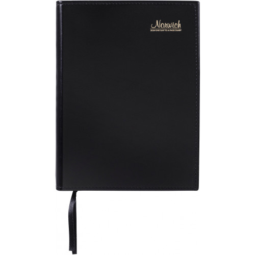 CUMBERLAND NORWICH SPIRAL BOUND DIARY A5, 1 Day To Page, 1/2 Hour, Black (Pre-Order Now for 2027) ** ETA 2/11/2026 **