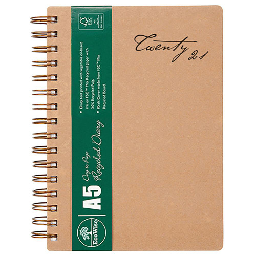 CUMBERLAND ECOWISE SPIRAL Diary A5 Day-Page Boardcover, Recycled (Pre-Order Now for 2027) ** ETA 22/10/2026 **