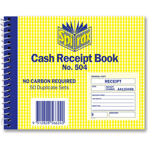 SPIRAX 504 CASH RECEIPT BOOK 102x127mm SB