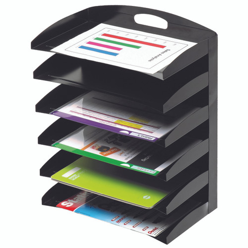 MARBIG METAL DESK TOP ORGANISER 6 Tier Metal Black L385mm x W230mm x H500mm