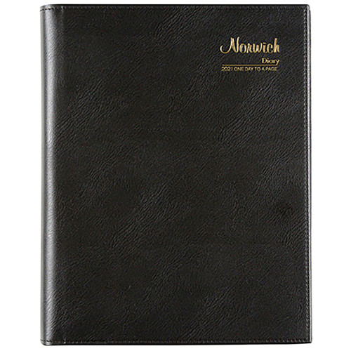 CUMBERLAND NORWICH SPIRAL DIARY Quarto,1 Day to Page 1Hr,Black (Pre-Order Now for 2027) ** ETA 22/10/2026 **