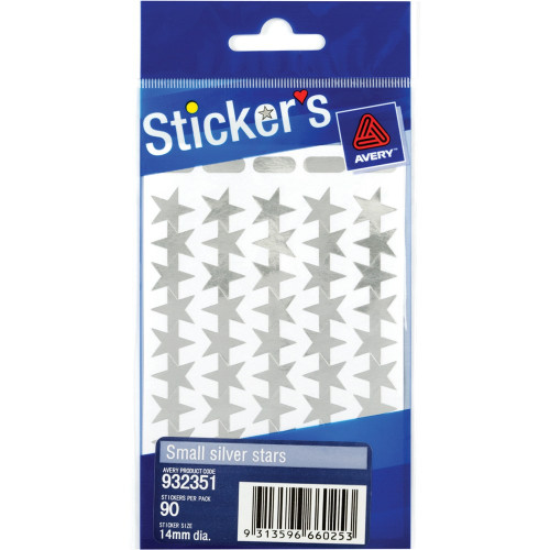 AVERY STICKER HANDIPACKS Small Silver Stars B/Pack Pack of 90