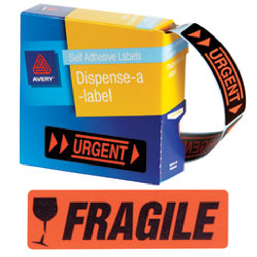 AVERY DISPENSER LABELS - PRINTED Urgent DMR1964UR 19 x 64mm, Pk125