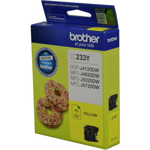 BROTHER LC-233 ORIGINAL YELLOW INK CARTRIDGE UP 550PG Suits Brother DCP J4120DW / MFC J4620DW / MFC J5320DW / MFC J5720DW