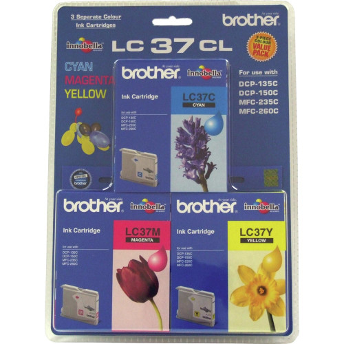 BROTHER LC-37CL3PK ORIGINAL VALUE PACK C/M/Y INK CARTRIDGE . 3PK Suits DCP135C / 150C