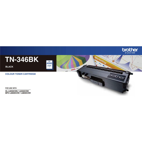 BROTHER TN-346 ORIGINAL BLACK HIGH YIELD TONER CARTRIDGE 4K Suits HL L8250CDN / L8350CDW / L8600CDW / MFC L8850CDW / L9550CDW