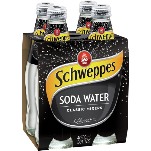 SCHWEPPES SODA WATER 300ml Glass - Pack of 4