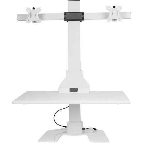 Ergovida Electric Desktop Workstation Double Monitor White