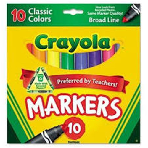 CRAYOLA BROADLINE MARKERS 10 ASSORTED COLOURS