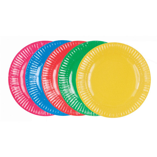 ZART PAPER PLATES ASSORTED Bright Colours 18cm Pack of 50