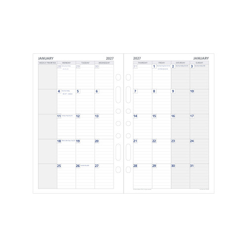 DEBDEN DAYPLANNER PERSONAL EDITION REFILLS - 6 RING Daily Dated (1 year) (Pre-Order Now for 2027) ** ETA 30/9/2026 **
