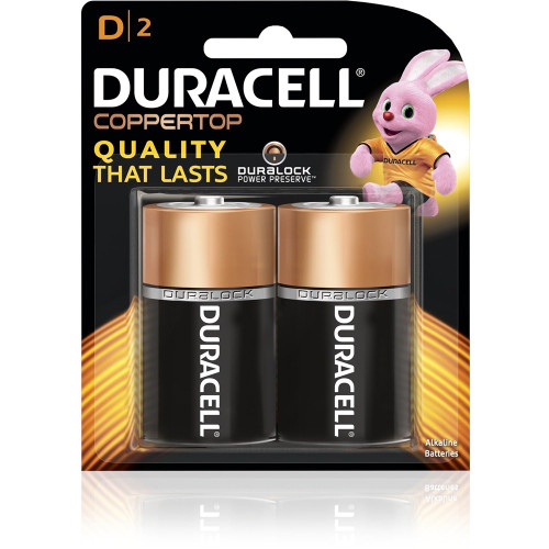 DURACELL ALKALINE BATTERY CARDED D 2/Card