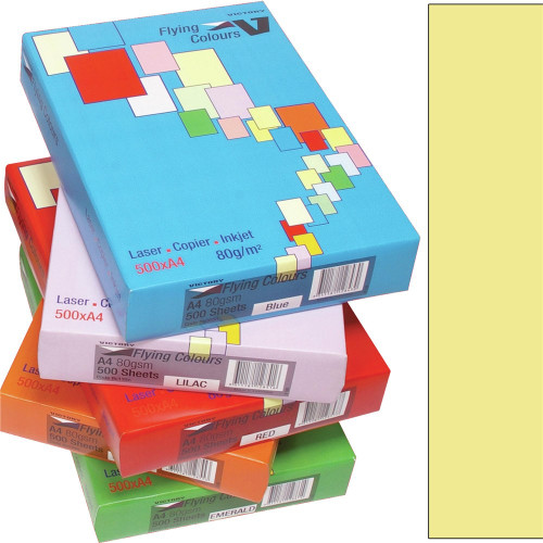 FLYING COLOURS COPY PAPER A3 80gsm Yellow (Straw) (Pack of 500)