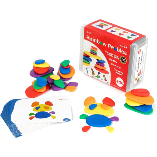 RAINBOW PEBBLES IN A PLASTIC CONTAINER