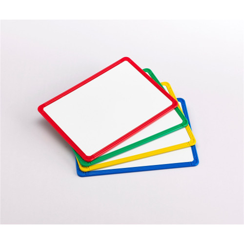 MAGNETIC PLASTIC FRAMED WHITE BOARDS SET 4 C/SHEET