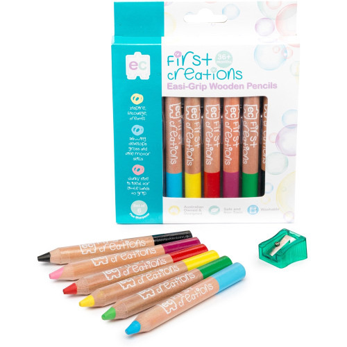 EASI-GRIP WOODEN PENCILS PACKET OF 6