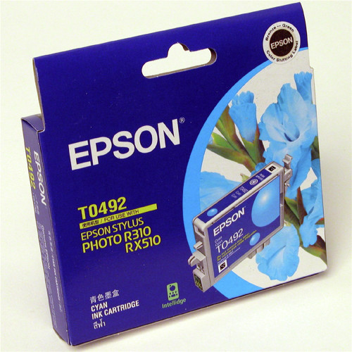 EPSON T0492 ORIGINAL CYAN INK CARTRIDGE Suits Stylus Photo R210/310/RX510/RX630