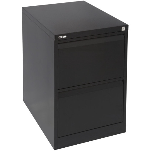 GO 2 DRAWER FILING CABINET H705xw460xd620mm Black Ripple