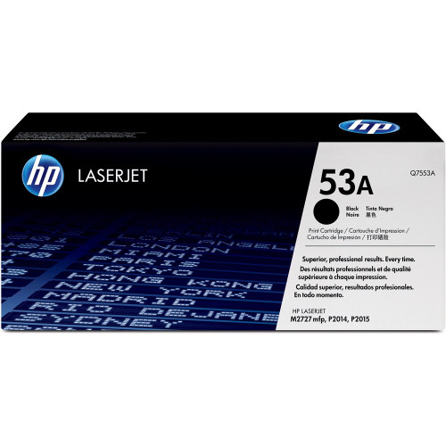 HP 53A ORIGINAL BLACK LASERJET TONER CARTRIDGE 3K (Q7553A) Suits LaserJet P2010 / 2014 / P2015 / M2727