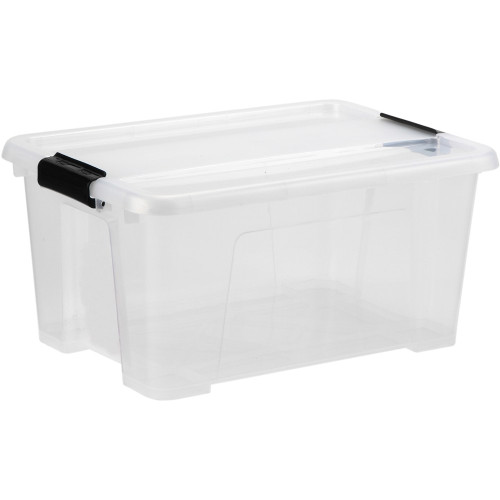 HENLEDAR STORAGE BOX Transparent Lid & Body 15L Black Handle