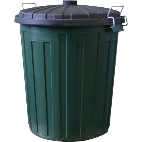 ITALPLAST 75 Litre Garbage Bin Round - Green Base, Black Lid, Each